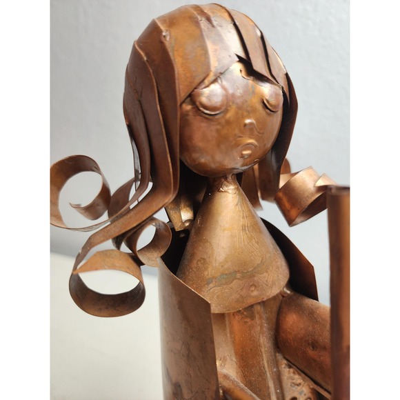 Vintage Copper Angel Playing the Flute, Christmas Decor - Picture 7 of 8
